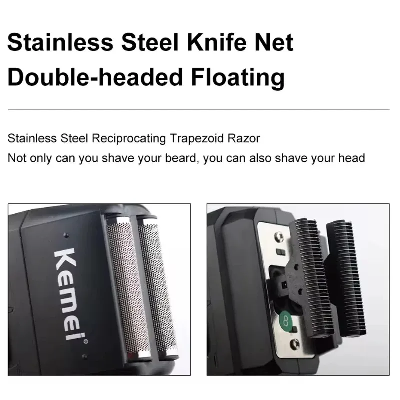 Color: Red - Kemei Professional Electric Hair Clipper Kit Rechargeable Hair Trimmer Shaver for Men USB Charging Beard Razor KM-2797 KM-1102