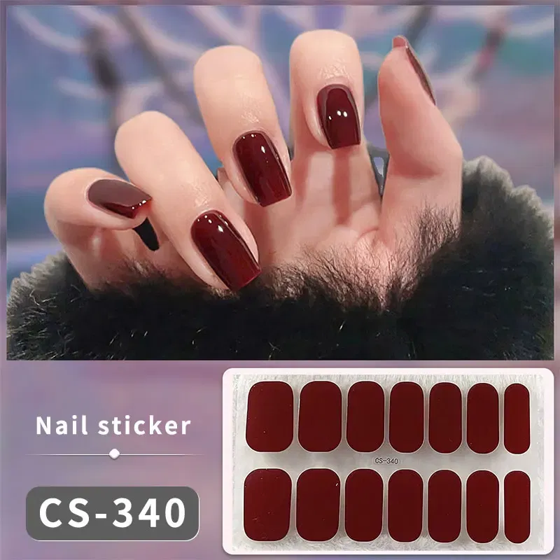 Color: Diamond H Color - DIY Gel Nail Stickers Cured-free Long-Lasting Solid Color Nail Strips Patch Slider Sticker Full Cover Decal Nail Manicure Patch
