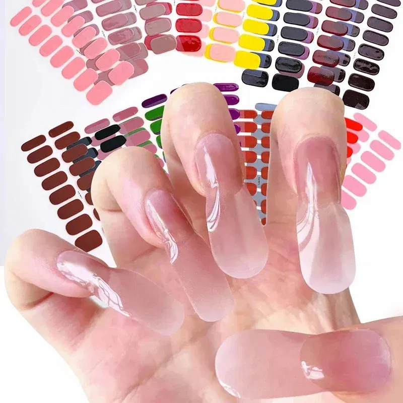 Color: Diamond H Color - DIY Gel Nail Stickers Cured-free Long-Lasting Solid Color Nail Strips Patch Slider Sticker Full Cover Decal Nail Manicure Patch