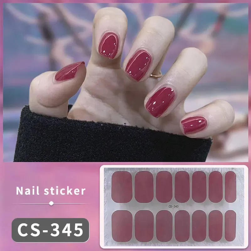 Color: Diamond H Color - DIY Gel Nail Stickers Cured-free Long-Lasting Solid Color Nail Strips Patch Slider Sticker Full Cover Decal Nail Manicure Patch