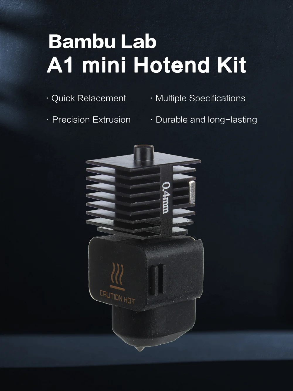 Color: Red - Hardened Steel Nozzle For Bambu Lab A1 mini Hotend Kit 0.4/0.6/0.8mm Fast Speed Bambulab A1 Hot End Assembly 3D printer part