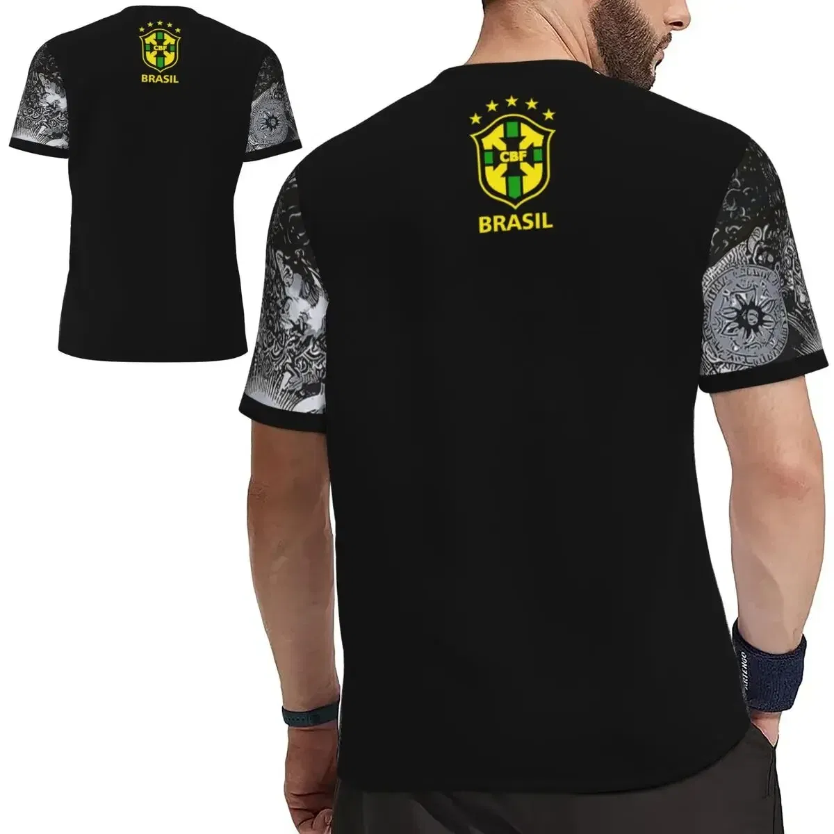 Color: black, Size: XS - 2024 Brazil Jesus Christ The Redeemer Special Edition Football Jerseys Breathable For Adult Children Soccer Traning Tops Shirts