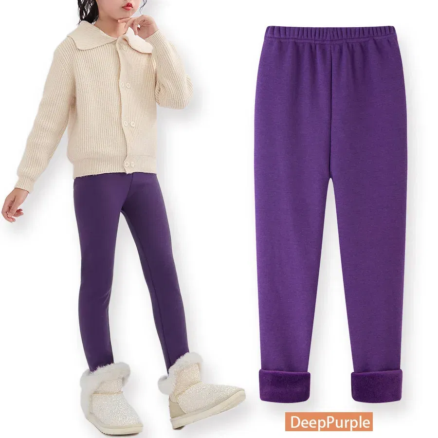 Color: PURPLE, Size: 92, Ships From: CHINA - SheeCute Girls Winter Warm Pants Kids Fleece Lined Leggings for 3-11 Years SCW7101