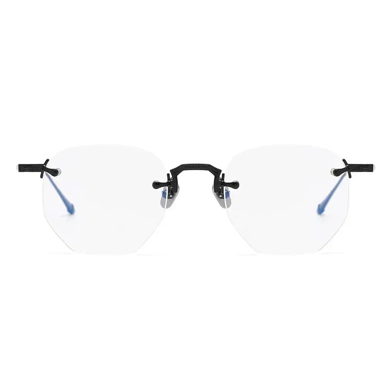 Belight Optical Japan Design Irregular Shape Ultra Light Pure Titanium Rimless Frame  Men Prescription Eyeglasses Eyewear M3104
