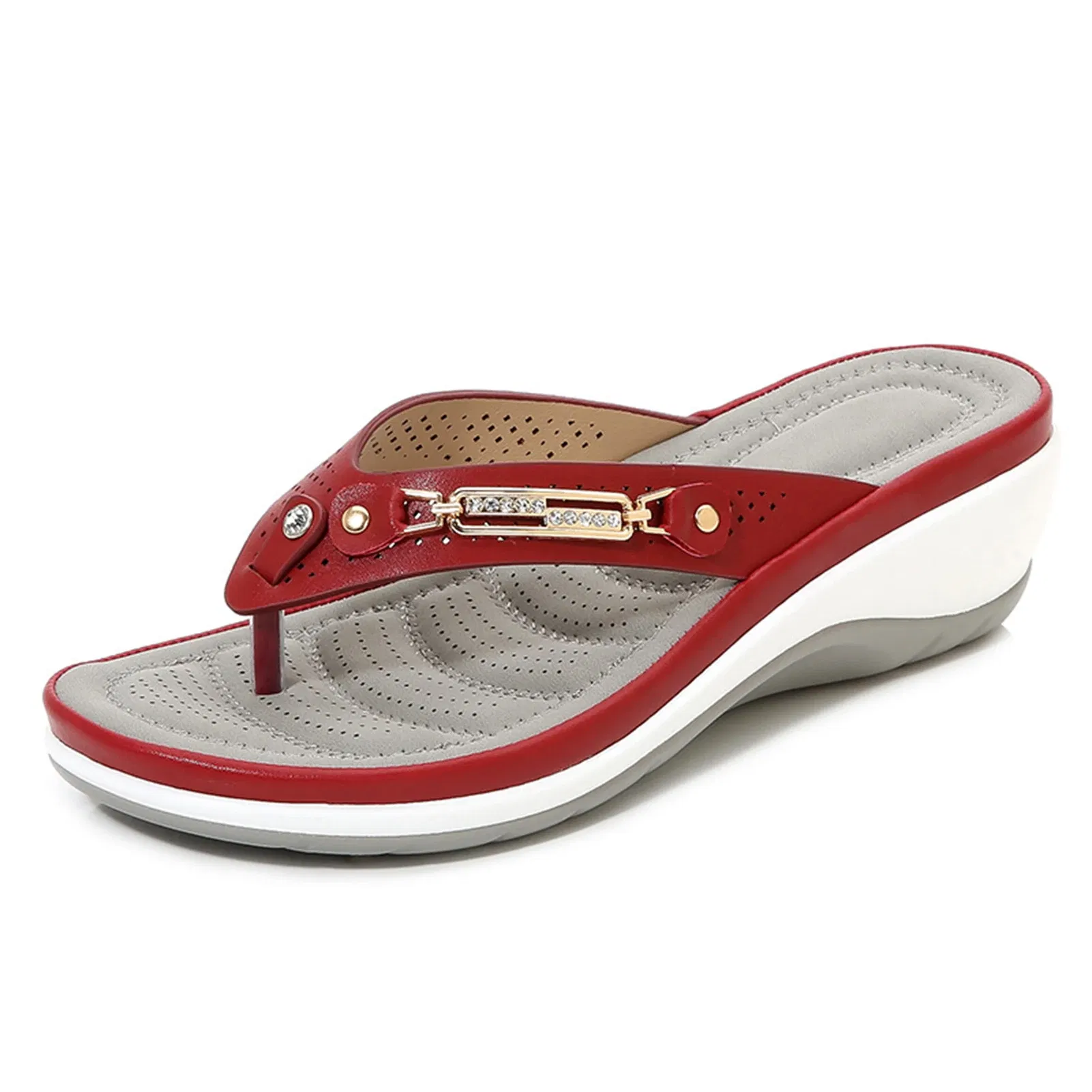 Color: Red, Shoe Size: 39, Ships From: CHINA - Women's Soft Cushion Flip Flops Thong Sandals Slippers Casual Orthotics Sandals