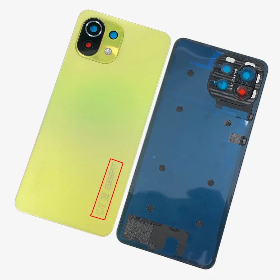 Color: Orange - A+++ Back Cover For Xiaomi Mi 11 Lite Glass Battery Cover Housing Door Cases Mi11 Youth NE 5G With Camera Lens Replacement