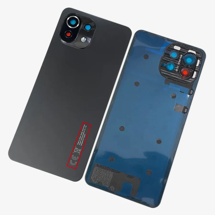 Color: Orange - A+++ Back Cover For Xiaomi Mi 11 Lite Glass Battery Cover Housing Door Cases Mi11 Youth NE 5G With Camera Lens Replacement