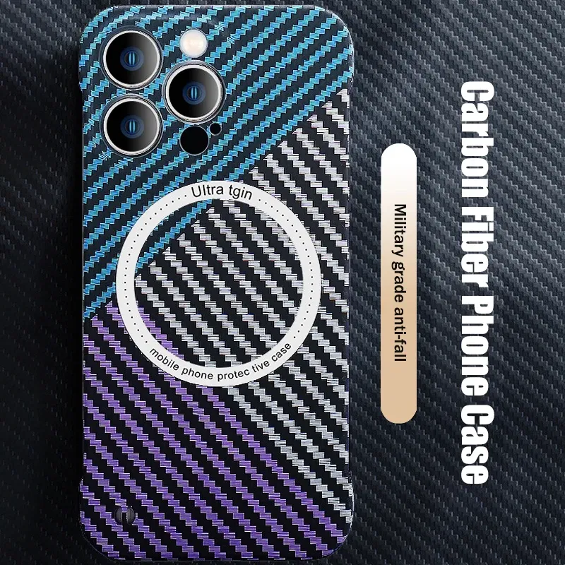 Color: Red, Material: EVA - Luxury Carbon Fiber for iPhone 11 14 Plus 12 13 Pro Max Magsafe Case Magnetic Wireless Hard Thin Slim Cover for iPhone 13 14 Max