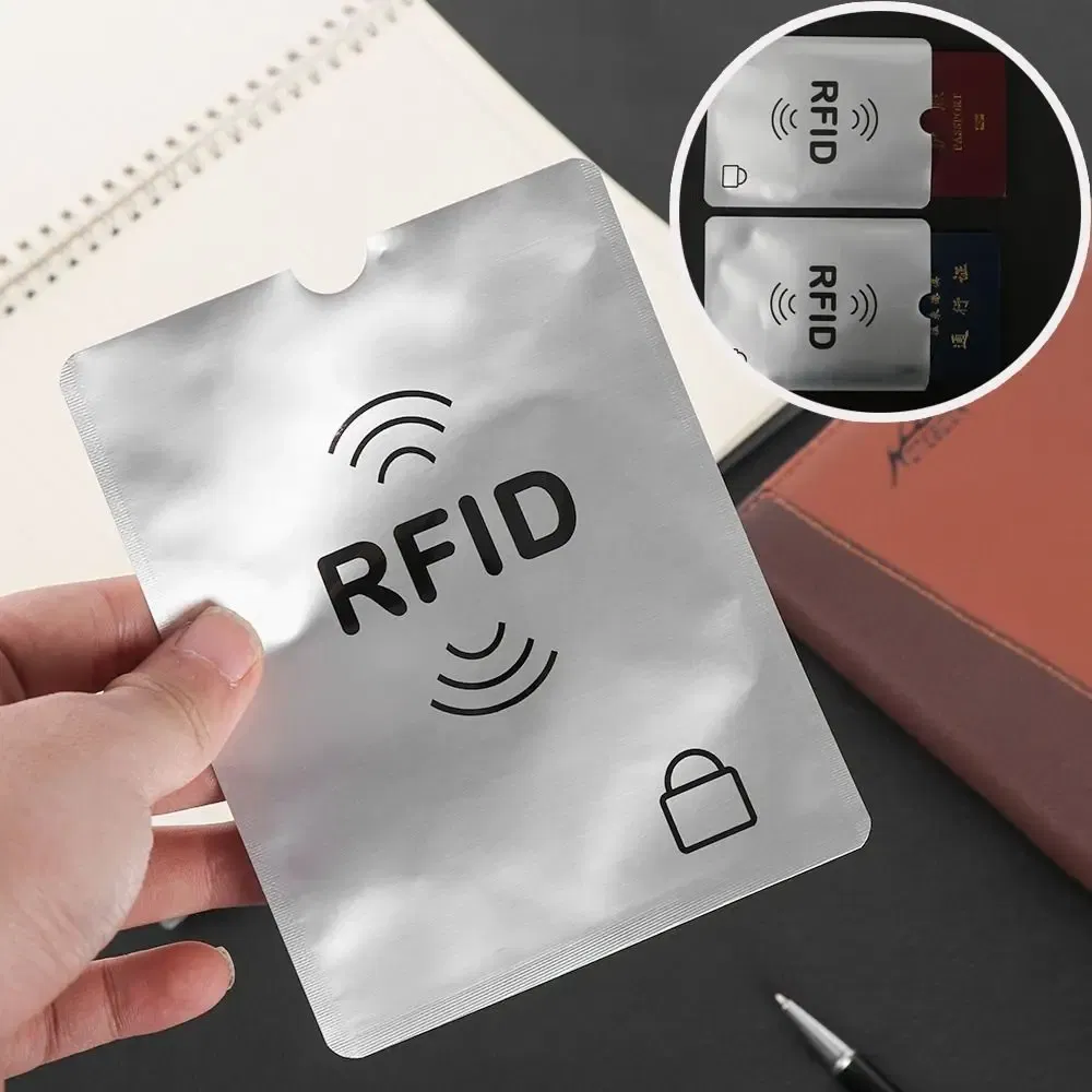 Color: Blue - 5pcs Anti-theft RFID Card Holder Colorful Aluminium Reader Lock Passport Protector Sleeves Safety Credit Card Sleeves