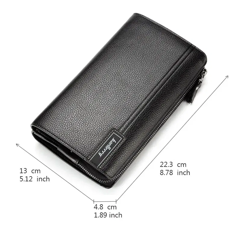Color: Burgundy - Baellerry Men Clutch Bag Large Capacity Men Wallets Cell Phone Pocket Passcard Pocket High Quality Multifunction Wallet For Men