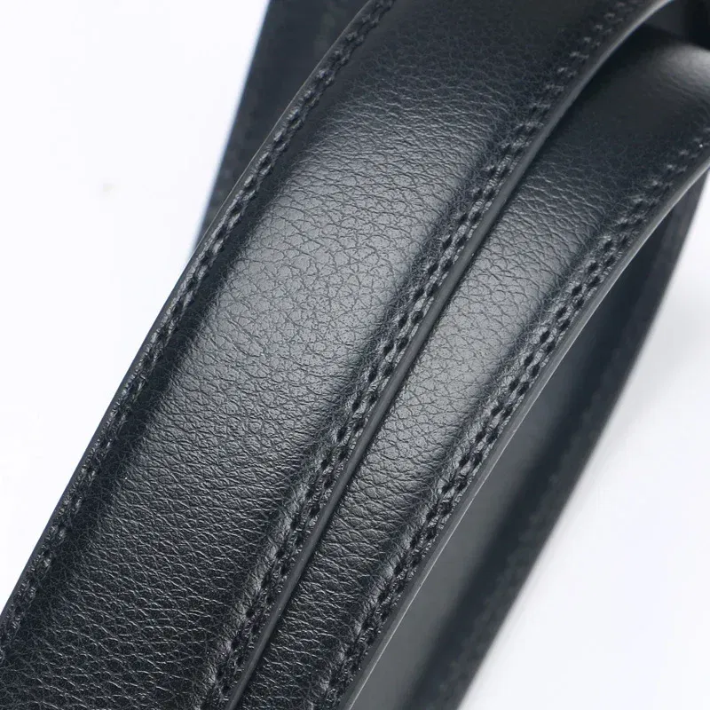 Color: black, Belt Length: 120cm - Men No Buckle 3.5cm Wide 130 140 150 160 170 cm Large Plus Size Belt Straps No Buckle for Automatic Buckle Genuine Leather Belts