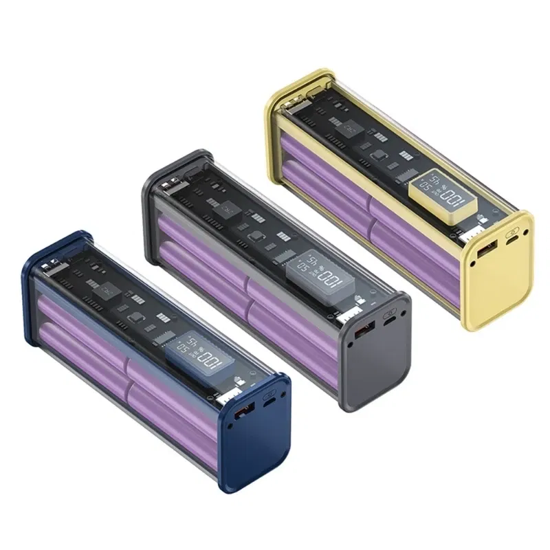 Color: black - Professional 22.5W DIY Battery Charger Case PD Fast Charging Case Welding for 8PCS 18650 Polymer 20000mA Battery Charging Box