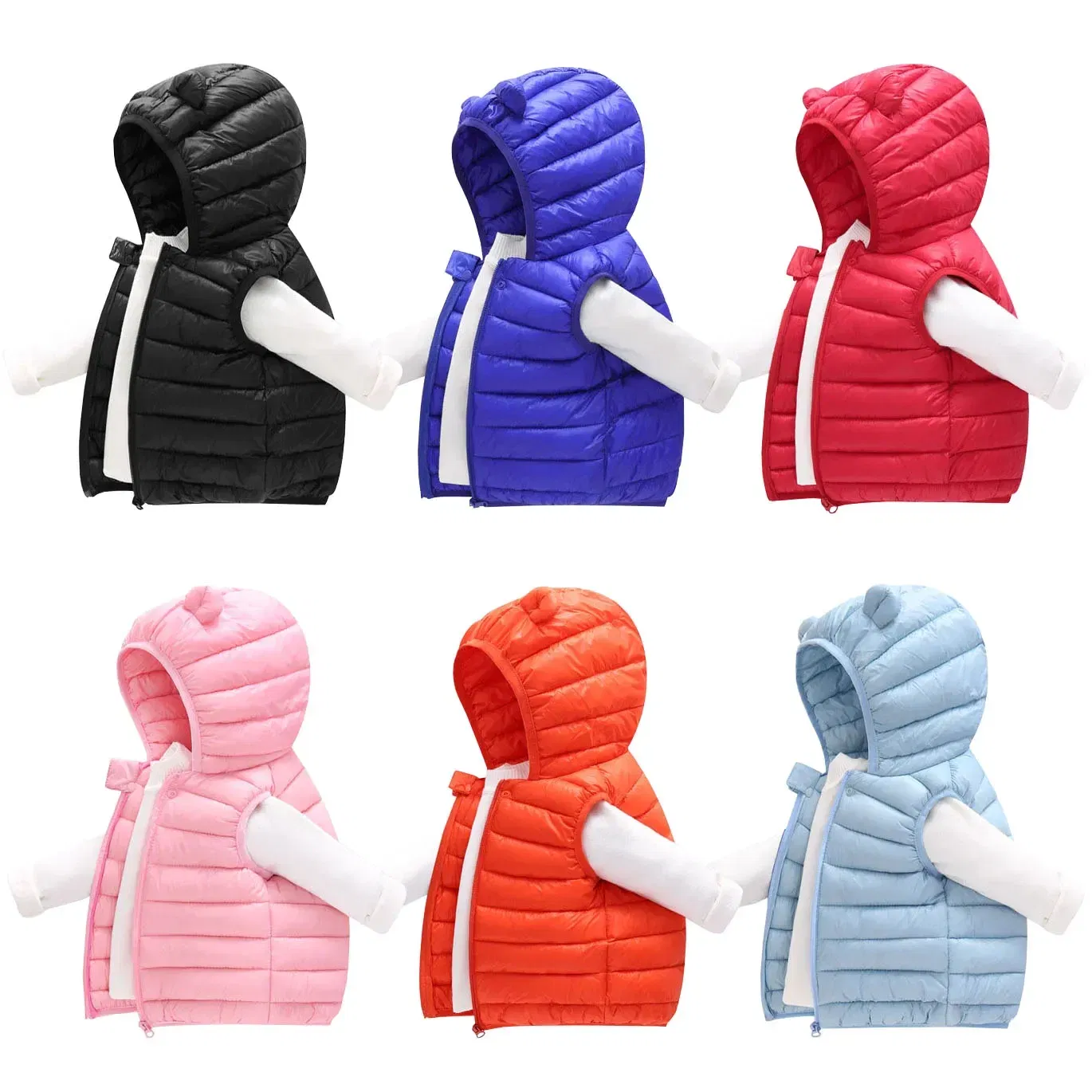 Color: black, Kid Size: 4T - Baby Boys Girl Warm Down Vest Toddler Cotton Waistcoat Children Autumn and Winter Clothes Kids Hooded Jackets 1-6 Years Old