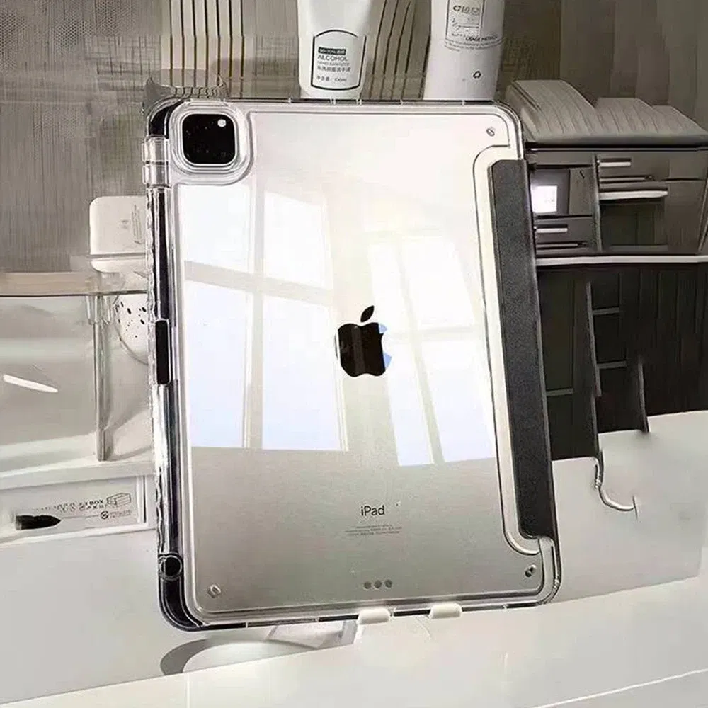 Color: GRAY, Size: nine - For 2025 iPad Air 11 Case iPad 10th Generation  11th A16  9th  Cover Gen  iPad Pro11 4 5 10.9in 12.9 M2 M3 M4 Pencil Holder Case