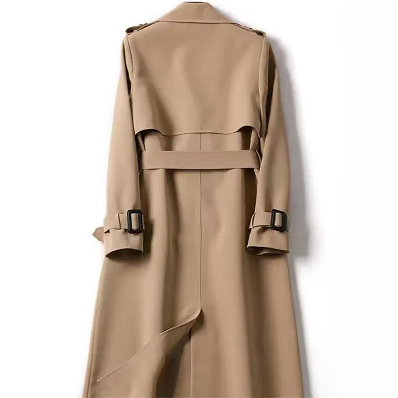 Color: Beige, Size: XL - Autumn Winter Long Sleeve Trench Coat For Women 2024 Fashion Loose Office Lady Long Outerwears Jacket Coats Female Clothing
