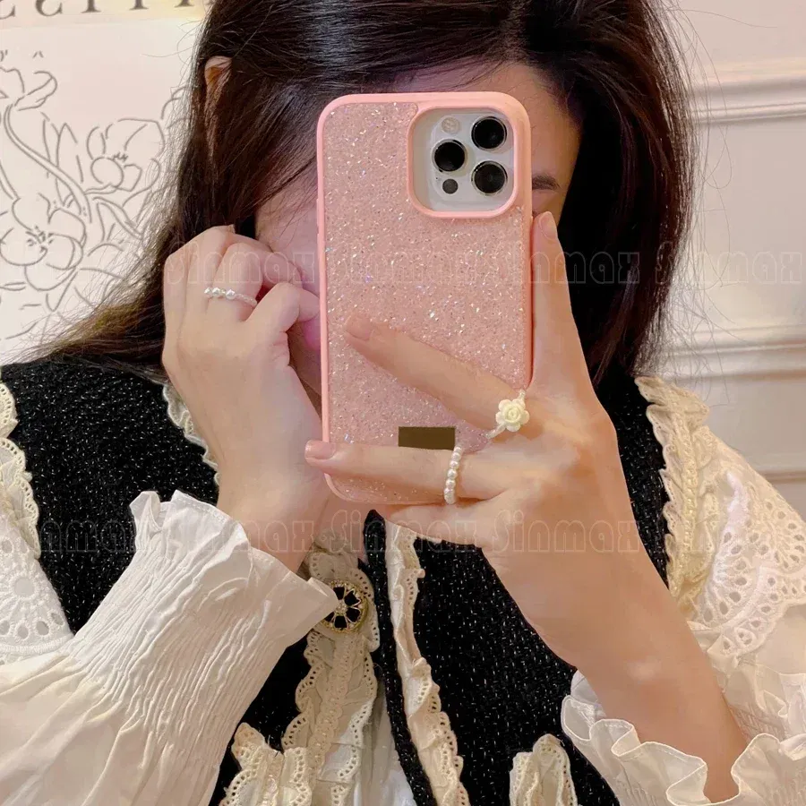 Color: Pink, Material: aluminum - Luxury Glitter Designed Shell For iPhone 16 15 Pro Max 14 13 12  Luxurious Bling Sparkling Rhinestone Diamond Jewels Cover Case