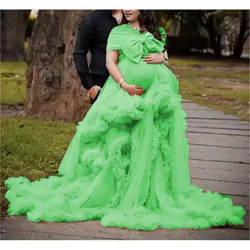 Color: Lotus Color, Maternity Size: 12, Ships From: CHINA - BIG BOW Tulle Ruffle maternity dresses photoshoot baby shower п?»?°?‚ь?µ д?»я ?±?µр?µм?µнн?‹?… فس?§تي?†