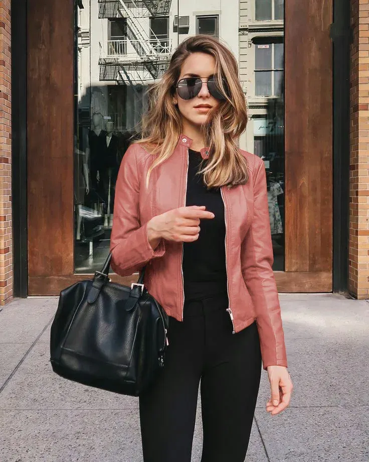 Color: SKY BLUE, Size: S - Womens Spring Full Long Sleeve Jacket Coat Autumn Leather Blazer Winter Zipper Outwear Suit Cardigan Female  Jackets