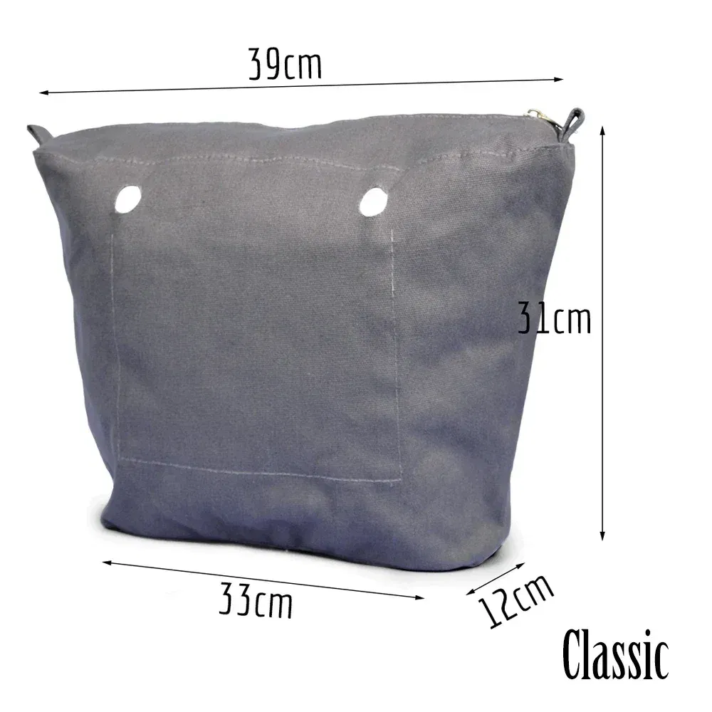 Color: Dark Grey - TANQU New Inner Lining Zipper Pocket for Classic Obag Insert with Inner Waterproof Coating for O Bag