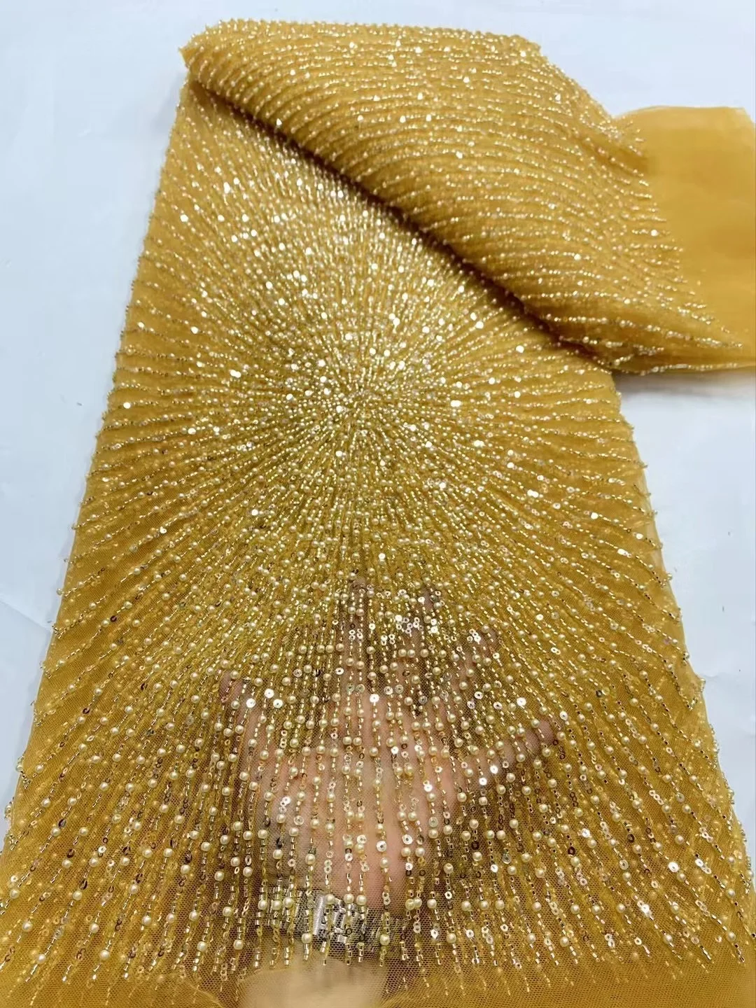 Color: black, Width: 120cm, Length: 5 yards - Wholesale Beaded Lace Fabric, French Mesh With Sequence, African Lace Fabric 2025 High Quality, Bridal Lace Fabric, Beaded Net