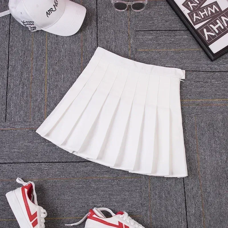 Color: Beige, Size: M - High Waist Pleated Skirt Slim A-Line Mini Harajuku Punk Sexy Female Summer Gothic Clothes Korean Fashion Clothing