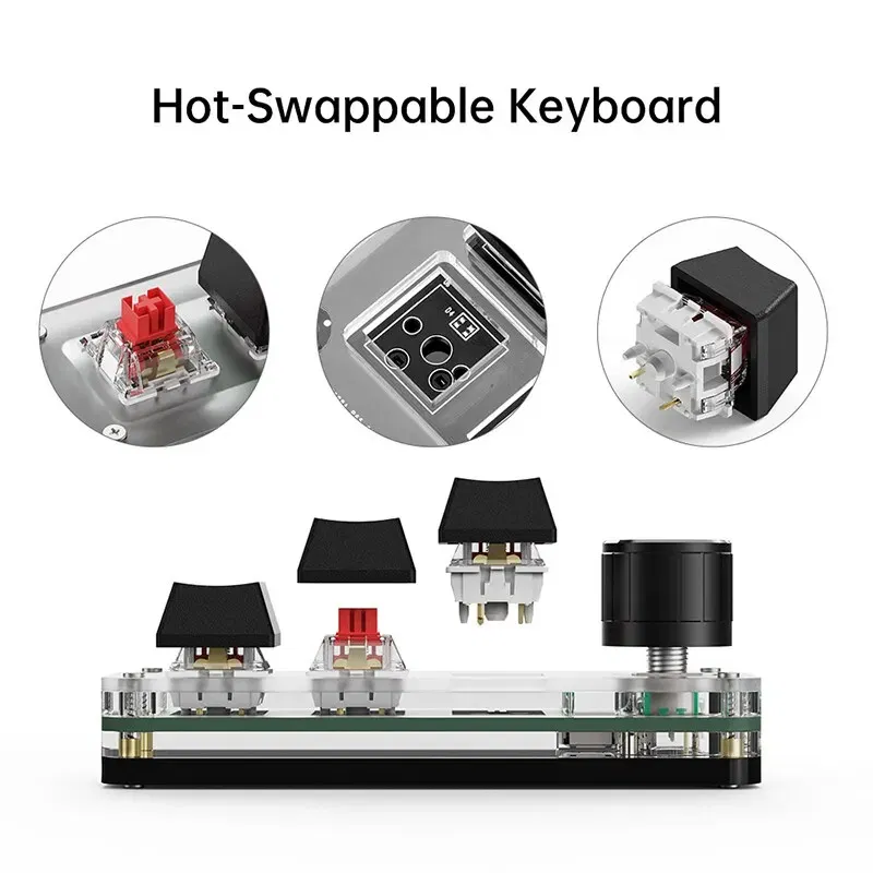Color: WHITE - Macropad Macro Mechanical Keyboard RGB Mini Gaming Custom Programming Knob Keypads Red Switch 3 Keys For Photoshop