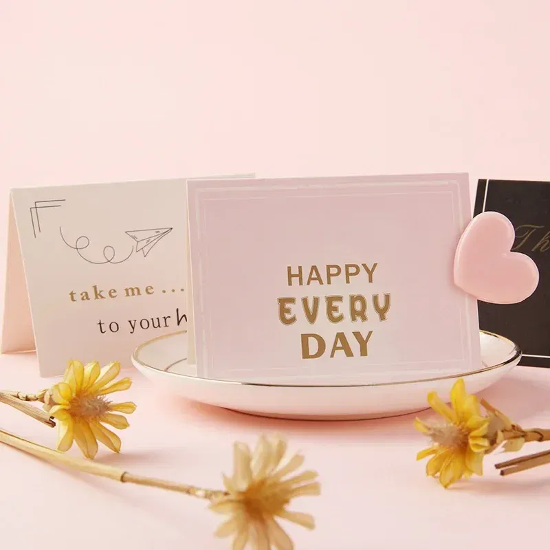 Color: PURPLE - Holiday greeting card Valentine's Day Qixi flower baking birthday thank you message greeting card Invitations Party Supplies