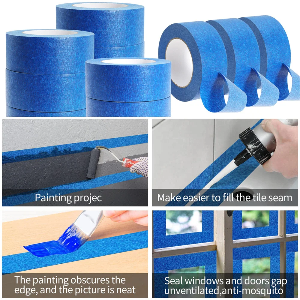 Color: Brown - 3 Roll/Set Paint Tape Multi-Surface Masking Easy Removal Paint Tape Security Wall Painting Crafts Art Construction Home 20m/Roll