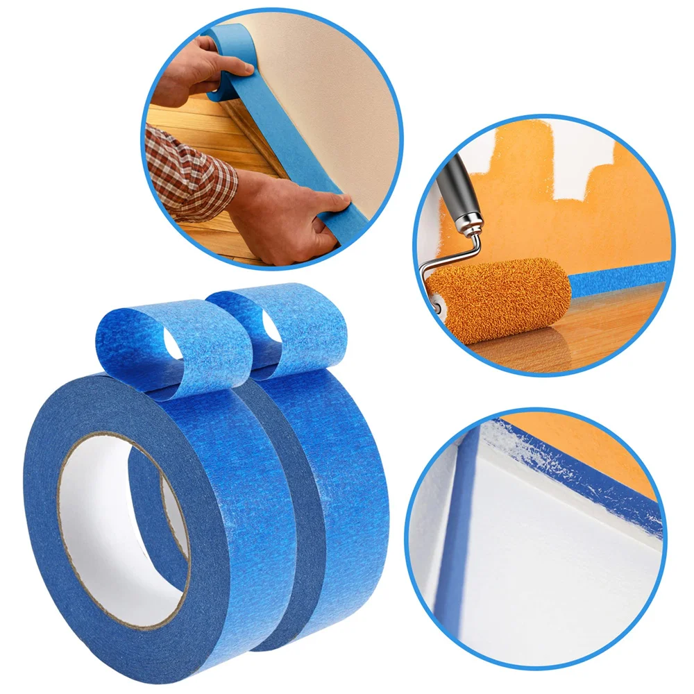 Color: Brown - 3 Roll/Set Paint Tape Multi-Surface Masking Easy Removal Paint Tape Security Wall Painting Crafts Art Construction Home 20m/Roll