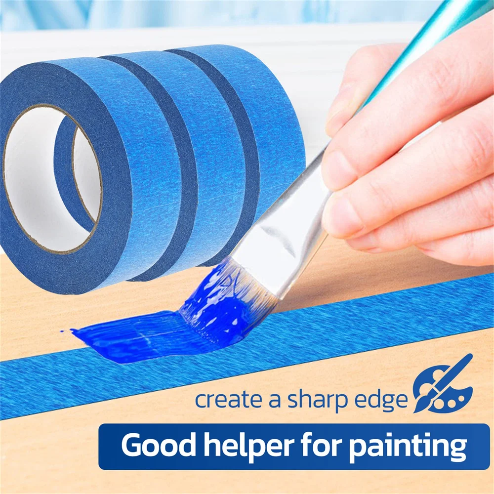 Color: Brown - 3 Roll/Set Paint Tape Multi-Surface Masking Easy Removal Paint Tape Security Wall Painting Crafts Art Construction Home 20m/Roll