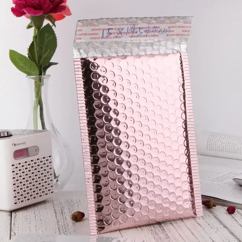 Color: Deep Sapphire, Gift Box Size: 18x7x24cm, Gift Bag Size: 9x15cm - 10pcs Multi-Size Rose Gold Aluminum Foil Shipping Mailing Bags Waterproof Express Bubble Bags for Gift Packaging Envelope