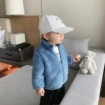 Color: Gold, Kid Size: 9M - Solid Color Fashion Children Plush Coat Autumn Winter Warm Baby Girl Boy Casual Jacket Greatcoat Kids Clothing Toddler Outerwear