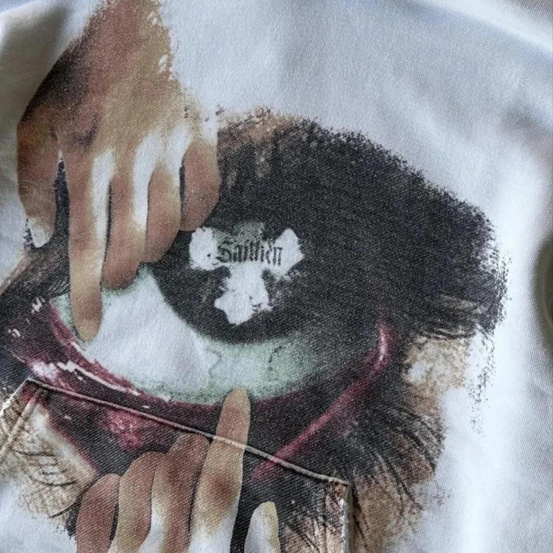 Color: WHITE, Size: L - Woman Sweatshirts Streetwear Y2K Hoodie Aesthetics Graphic Print Clothes Oversized Pullover Hoodie Sweatshirt Fall Clothes