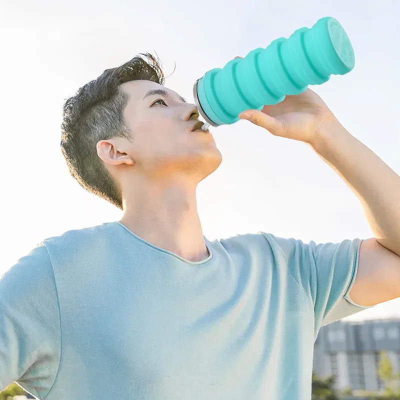 Color: MULTI, Ships From: CHINA, Capacity: 0.5L - Portable Silicone Foldable Water Bottle, Outdoor Sports, Mountaineering, Riding, Trip Drinking Cup, New, 2024