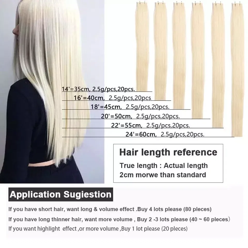 Color: M10/613, Items per Package: 40 pcs, Length: 14 inches, Life Span: 12 months - [Last 12 Months] Ugeat Tape in Hair Extensions Virgin Human Hair 10A Grade Tape in Extensions  Human Hair
