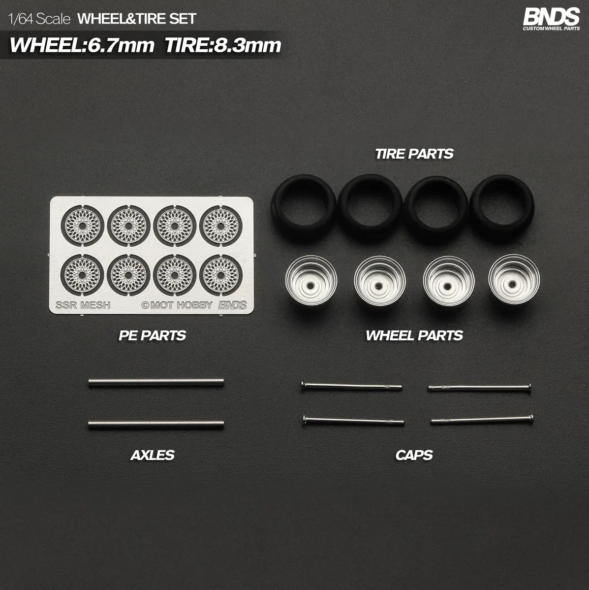 Color: Chocolate - 1/64 Alloy Wheels With Rubber Tires By BNDS Assembly Rims Modified Parts for Model Car Refitted VIP Style No.64053-64088