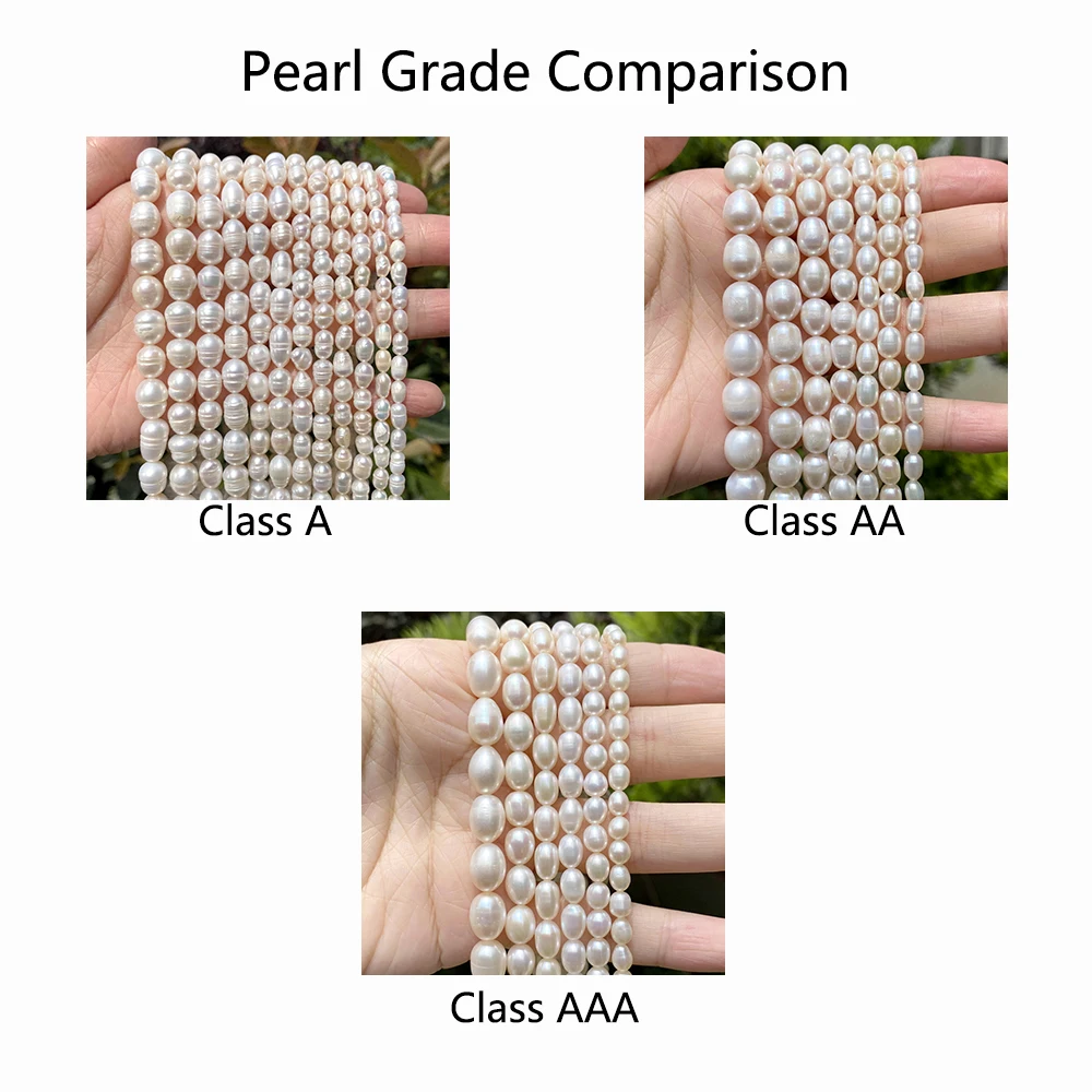 Color: WHITE, Item Diameter: 6mm - 100% Natural Freshwater Pearl Wholesale A/AA/AAA High Quality Rice Shape Beads For Jewelry Making DIY Bracelets Necklace