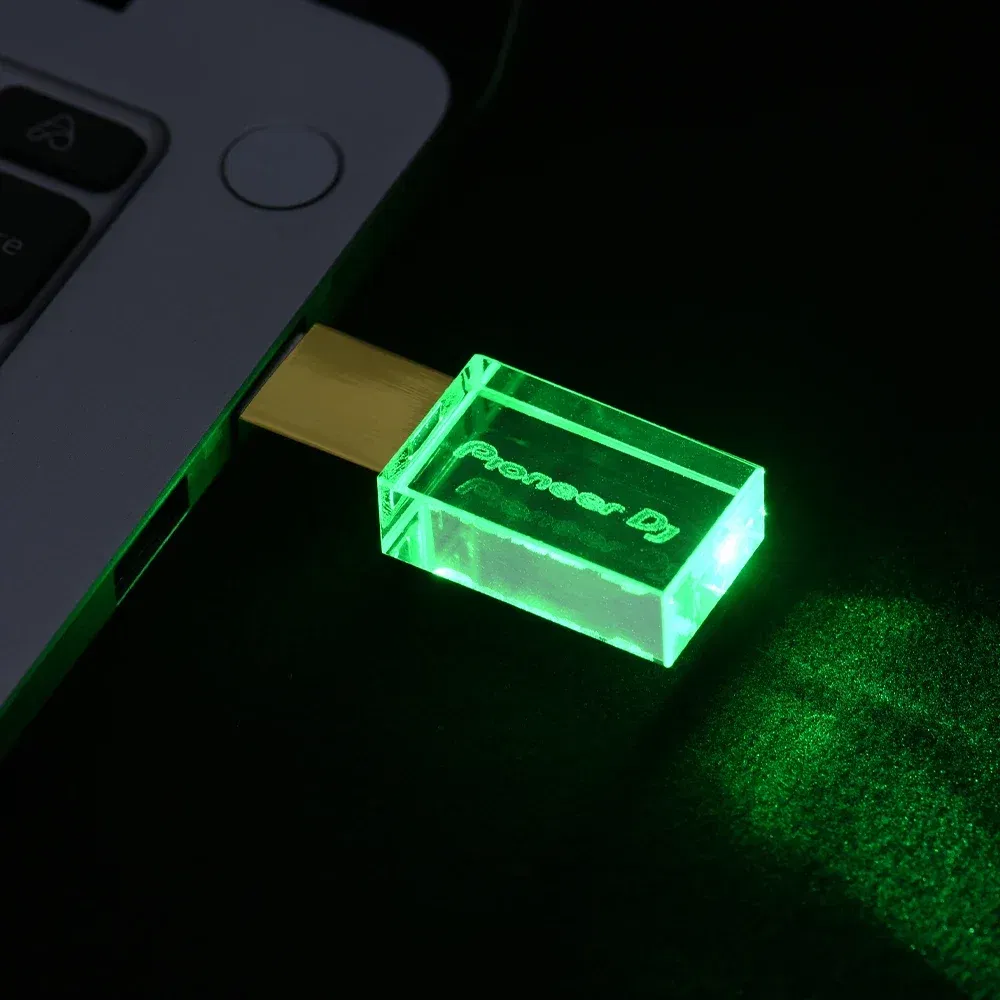 Color: WHITE, Capacity: 32 GB - JASTER Luminous USB drive Gold Lid Crystal USB Flash Drive 128GB Pendrive 64GB Colorful LED Memory Stick 16GB with Pioneer DJ