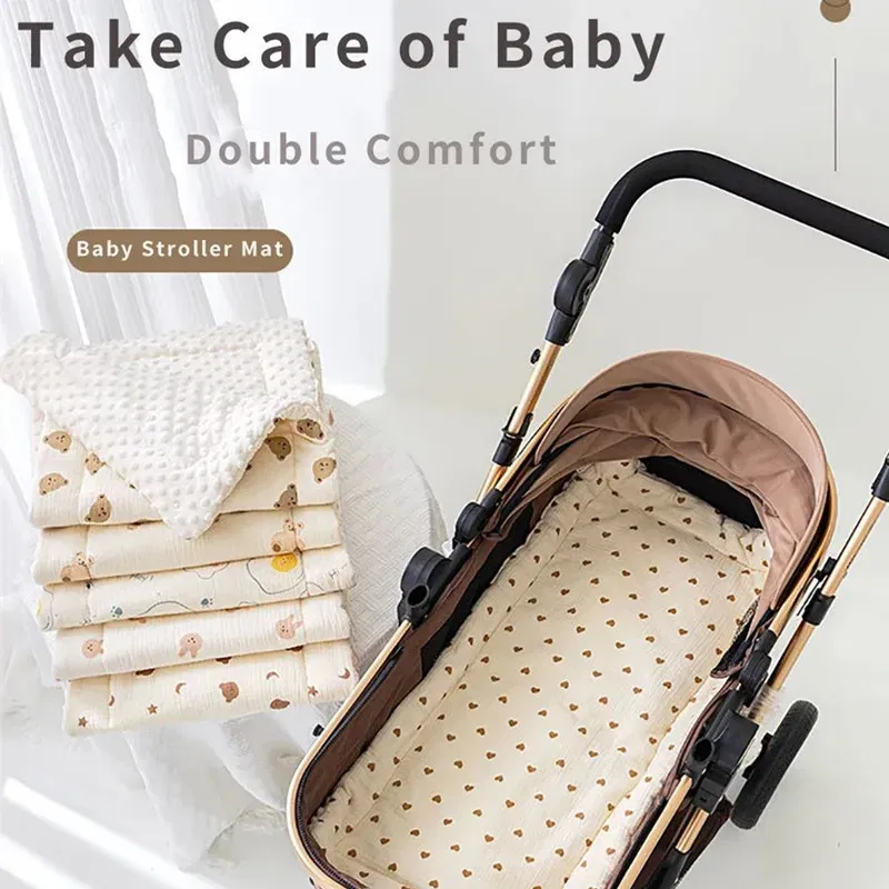 Color: green - Baby Stroller Seat Cushion Soft Mattress Kids Pushchair Car Mat Stroller Accessories