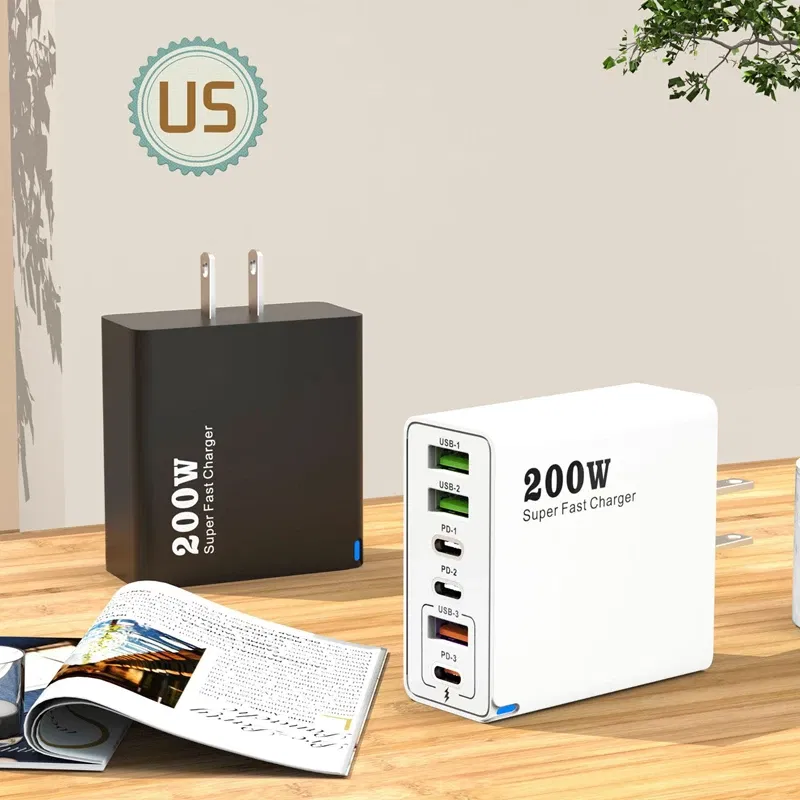 Plug Type: BR - Xiaomi 200W Super Fast Charging 6 Port USB C Charger PD3.0 USB C Type C Mobile Phone Charger For iPhone 16 Samsung Xiaomi ipad