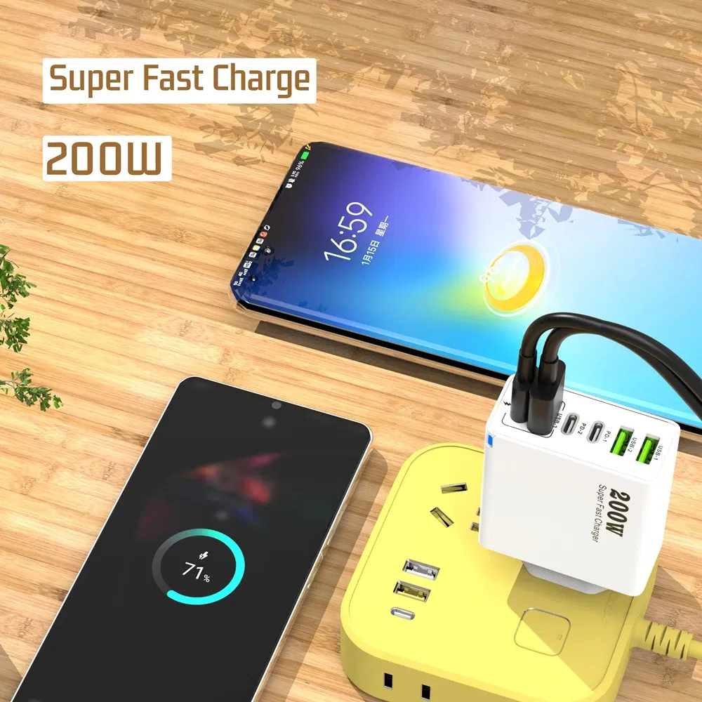 Plug Type: BR - Xiaomi 200W Super Fast Charging 6 Port USB C Charger PD3.0 USB C Type C Mobile Phone Charger For iPhone 16 Samsung Xiaomi ipad