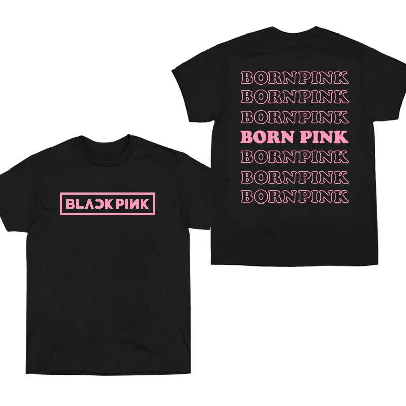 Color: Pink, Size: XL - 100% Cotton T Shirt Men Women T-shirt Black Print Pink Kpop Short Sleeve Casual Oversized Girl Tee Fashion Big Size Clothing