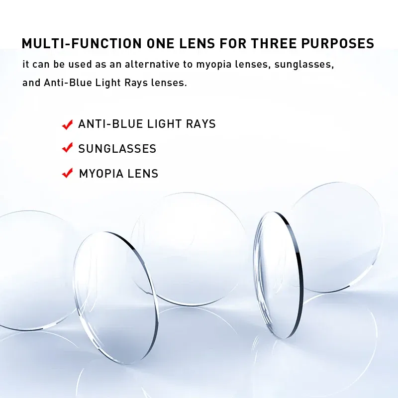 Lenses Color: GRAY, Lens Index: 1.67 - BLMUSA Photochromic Anti Blue Light Series Hyperopia Myopia Lens 1.56 1.61 1.67 1.74 Prescription CR-39 Resin Aspheric Lenses