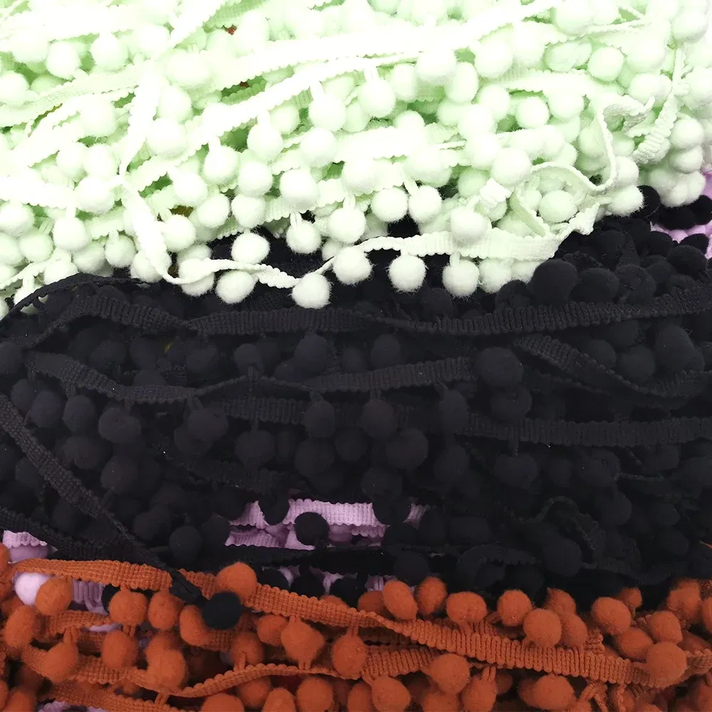 Color: army green, Size: S - 1-5yard Pom pom Fringe Lace Ribbon Pompom Trim Ball Fabric DIY Sewing Tassel Lace Kintted Fabric Handmade DIY Craft Accessorie