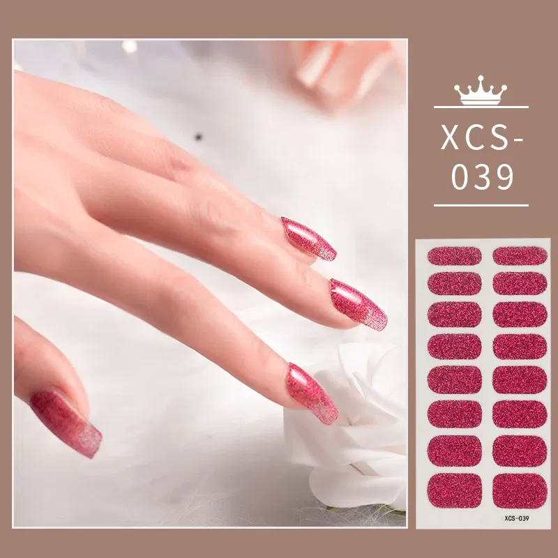 Color: Normal White - Rose Red Shiny Twinkle Full Cover Nail Stickers Sticker For Nails Self Adhesive Nail Sticker Fashion Nail Stickers Beauty