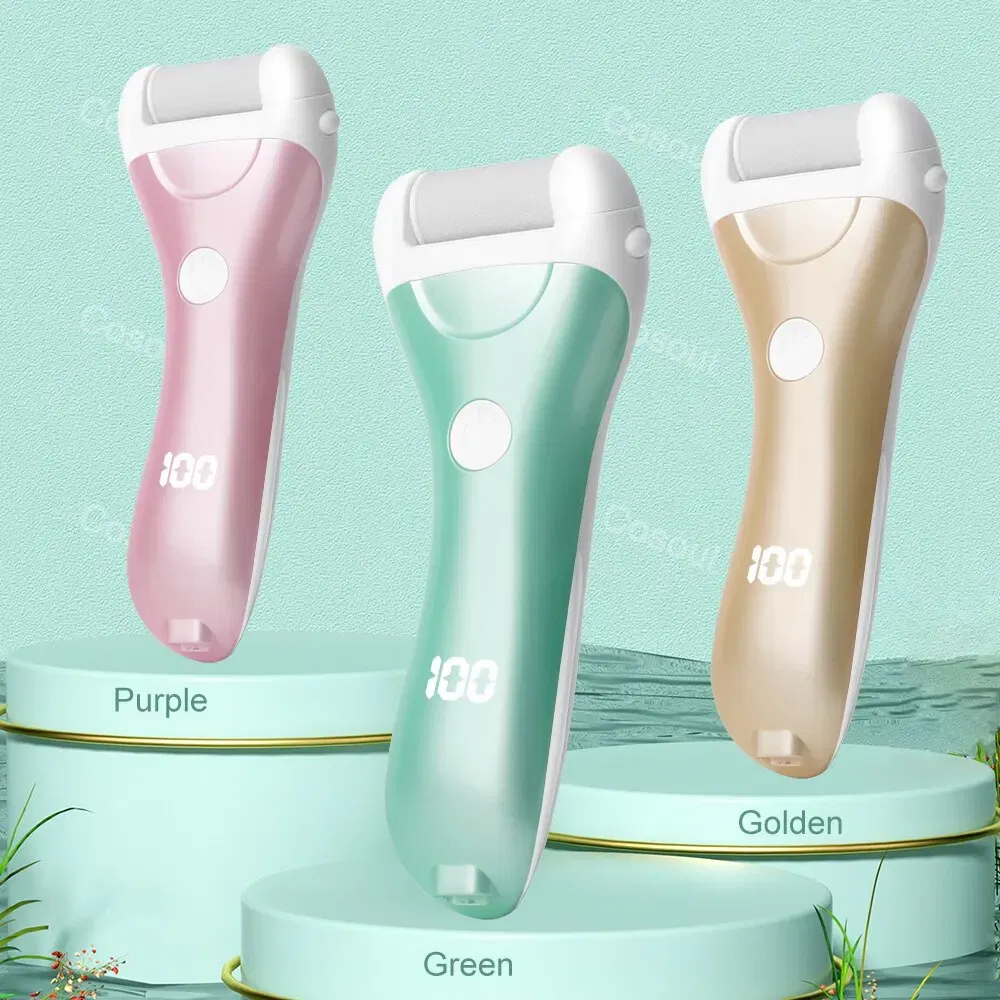 Color: PURPLE - Electric Foot File Pedicure Tools Feet Callus Removers Rechargeable Foot Scrubber Feet Care for Dead, Hard Cracked Dry Skin