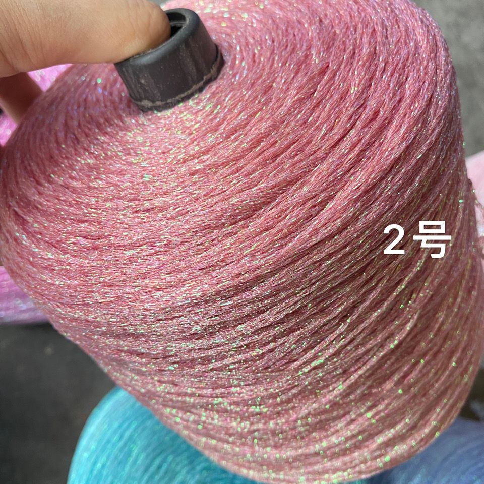 Color: Blue - 50g/ball Colorful Unique Gold Silver Wool Cotton Metallic Yarn Skein Crochet Thread Glitter Hand-woven Craft Bag