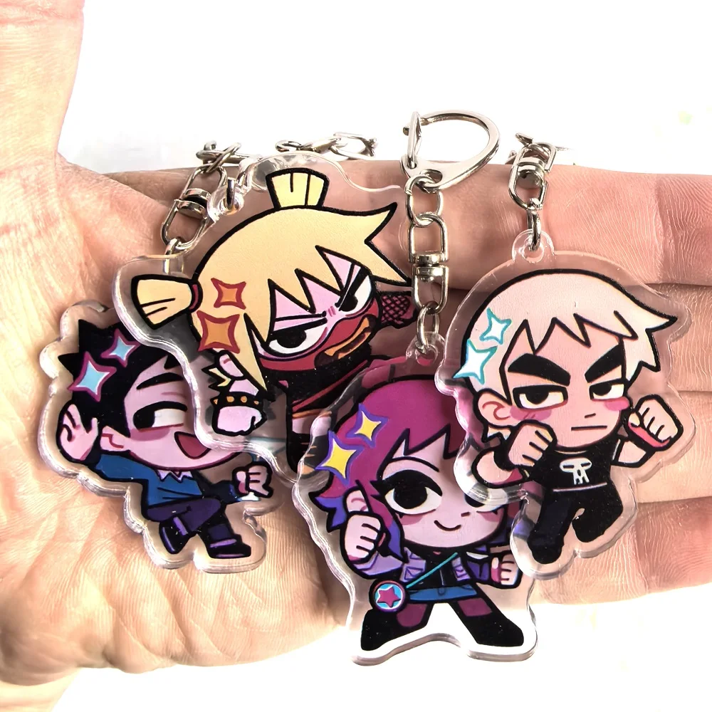 Color: PURPLE, Size: 6 cm - Crooked boy Scott Pilgrim Takes Off acrylic keychain birthday gift for boys and girls