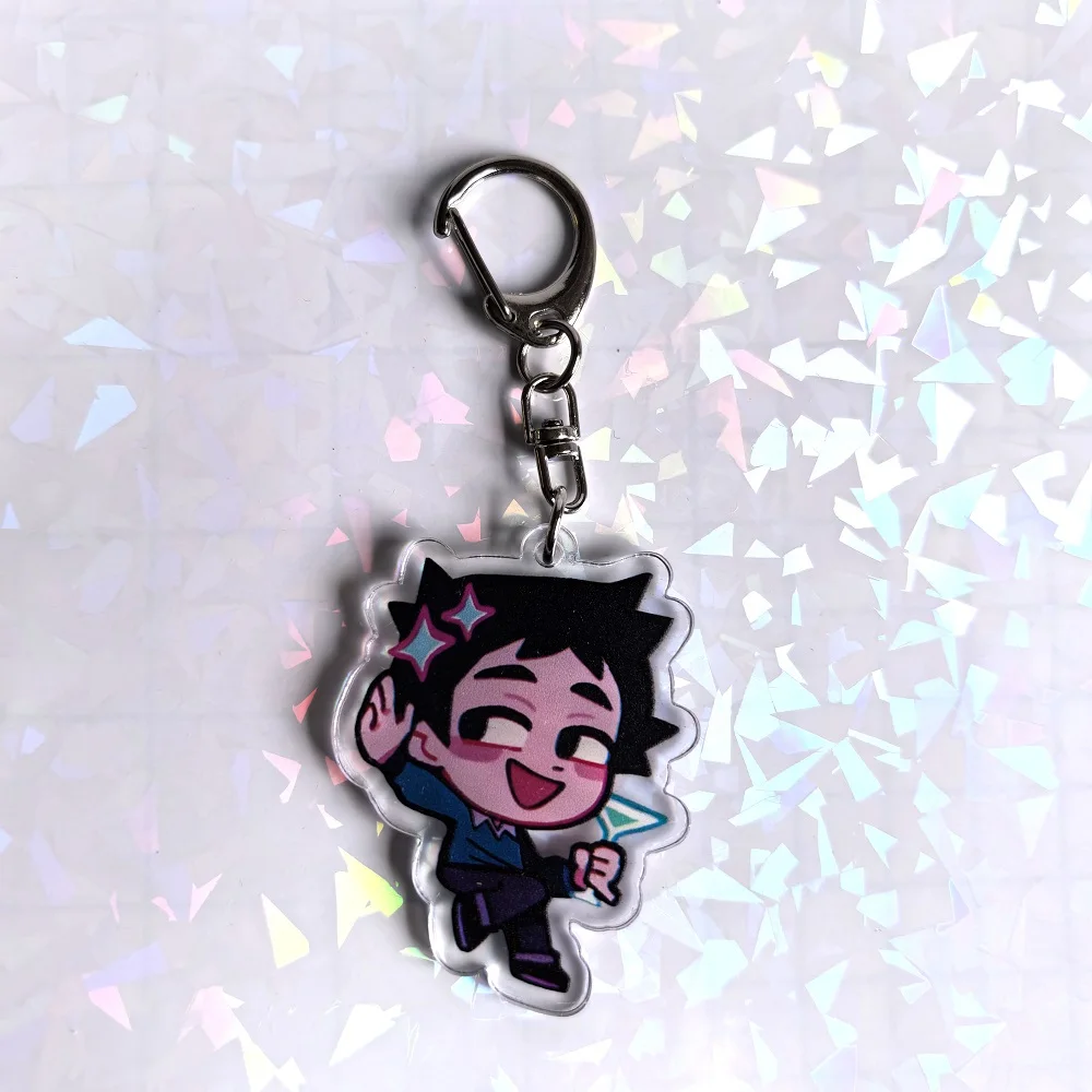 Color: PURPLE, Size: 6 cm - Crooked boy Scott Pilgrim Takes Off acrylic keychain birthday gift for boys and girls