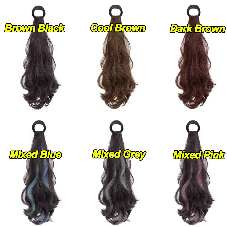 Color: 1B/27HL, Stretched Length: 20inches - Synthetic Ponytails Hair Extension With Rubber Band Long Curly Wavy Layered Ponytail For Women Daily Use Heat Resistant Hair Wig